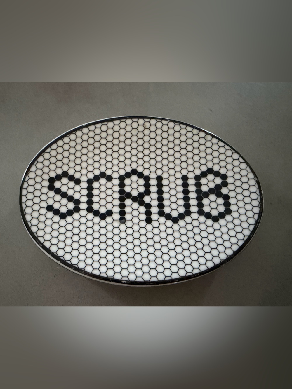 Kassatex Black & Ivory Mosaic Retro Bathroom SCRUB Soap Holder